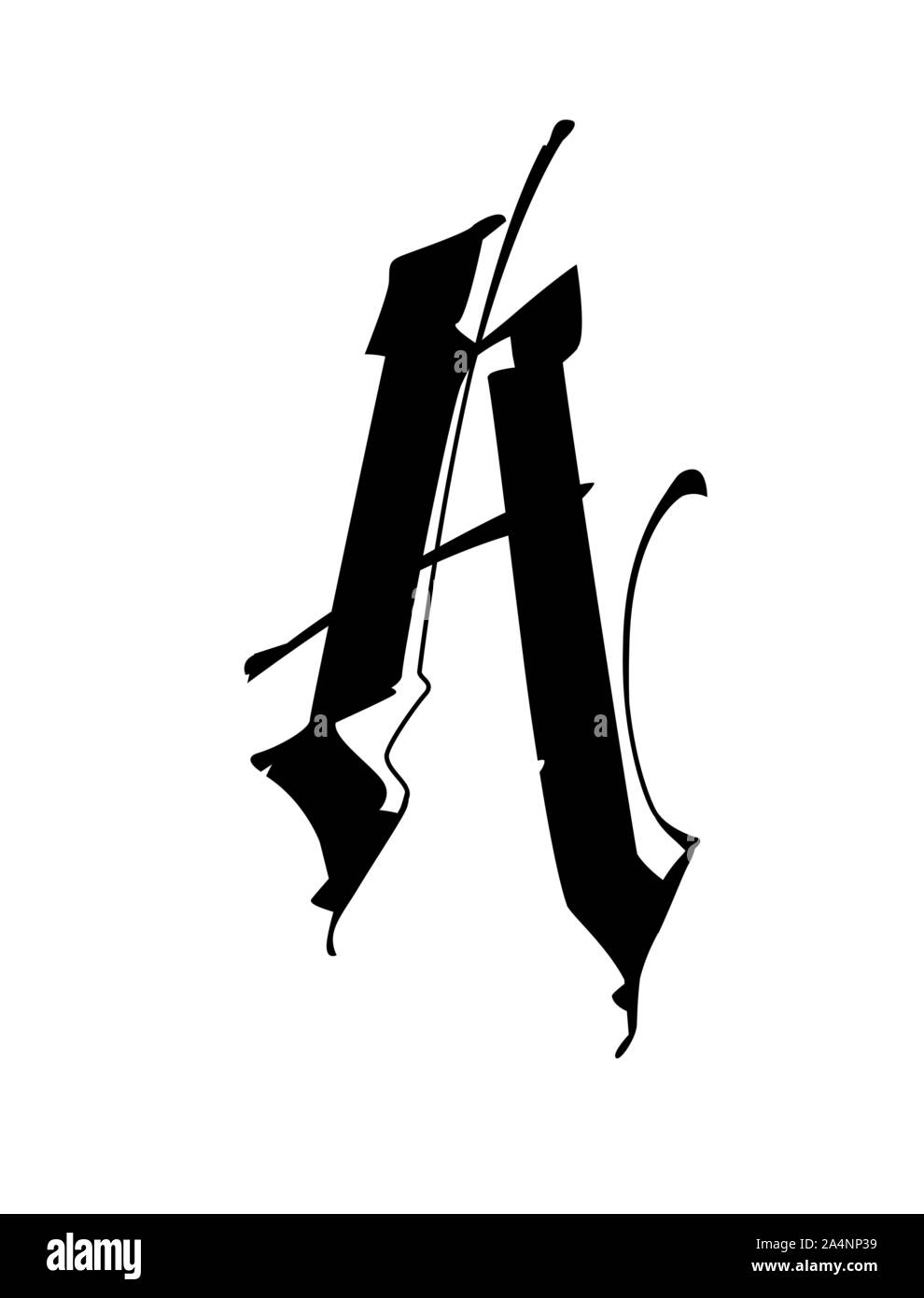 Letter A, in the Gothic style. Vector. Alphabet. The symbol is isolated ...