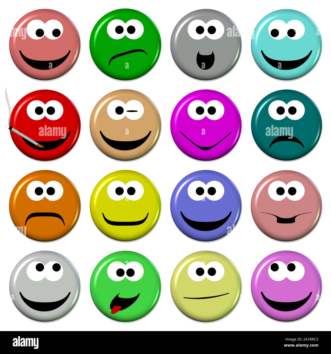 Colorful emojis with different moods Stock Photo - Alamy