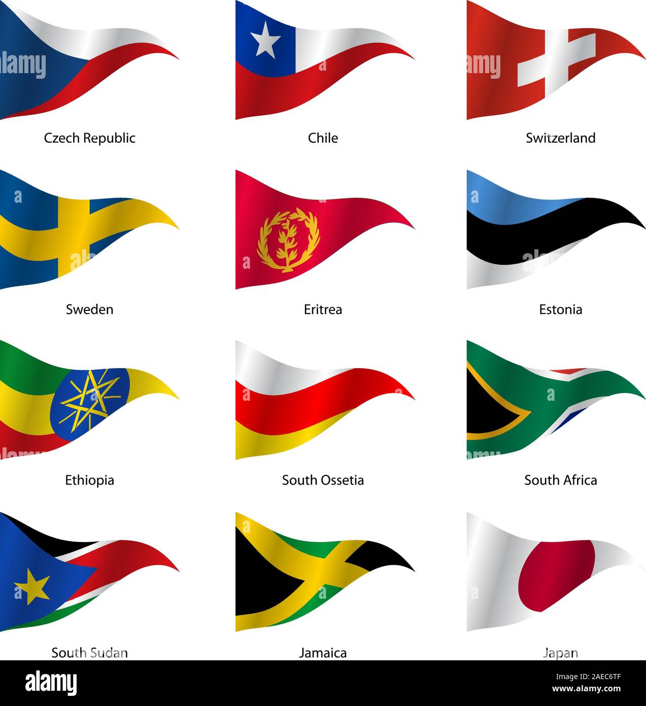 Set Flags of world sovereign states triangular shaped. Vector ...