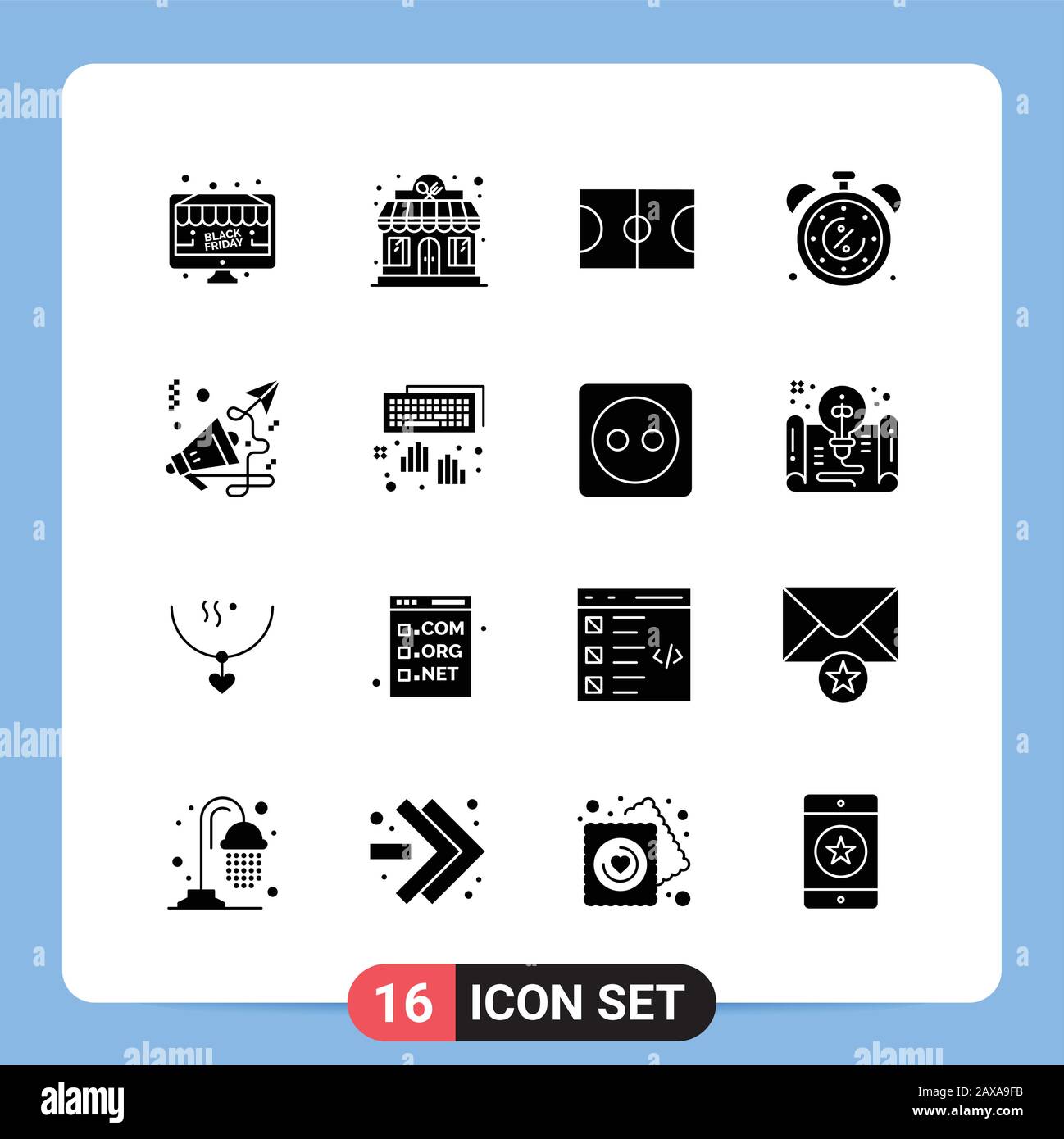 16 Solid Black Icon Pack Glyph Symbols for Mobile Apps isolated on ...