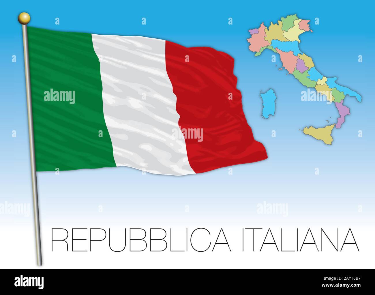 Italy Official National Flag And Regional Map European Union Vector Illustration 2AYT6B7 