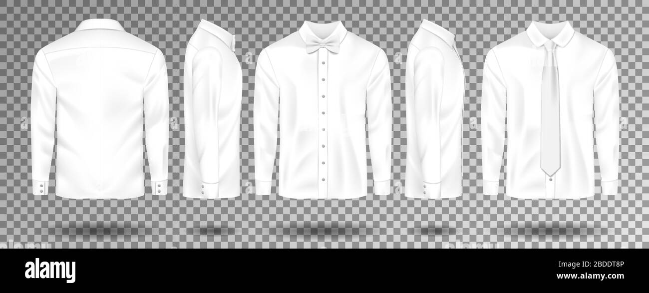Blank male White shirt with tie and bow tie template isolated ...