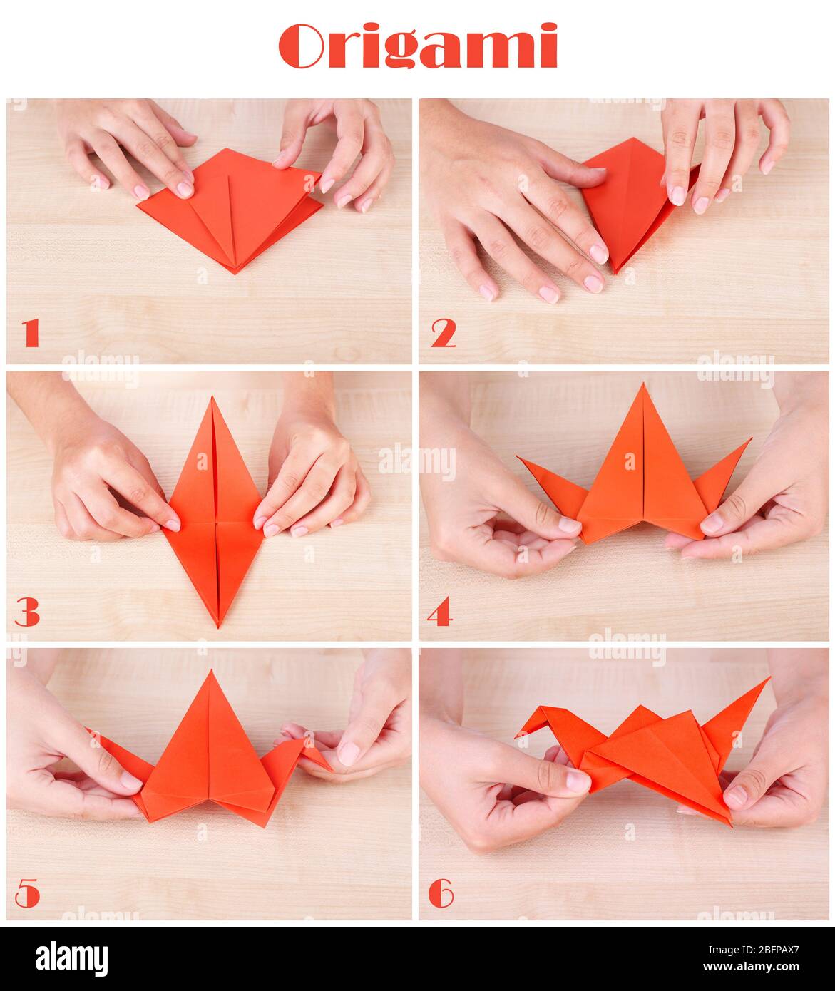 Origami Tutorial Female Hands Folding Paper Crane Hobby And