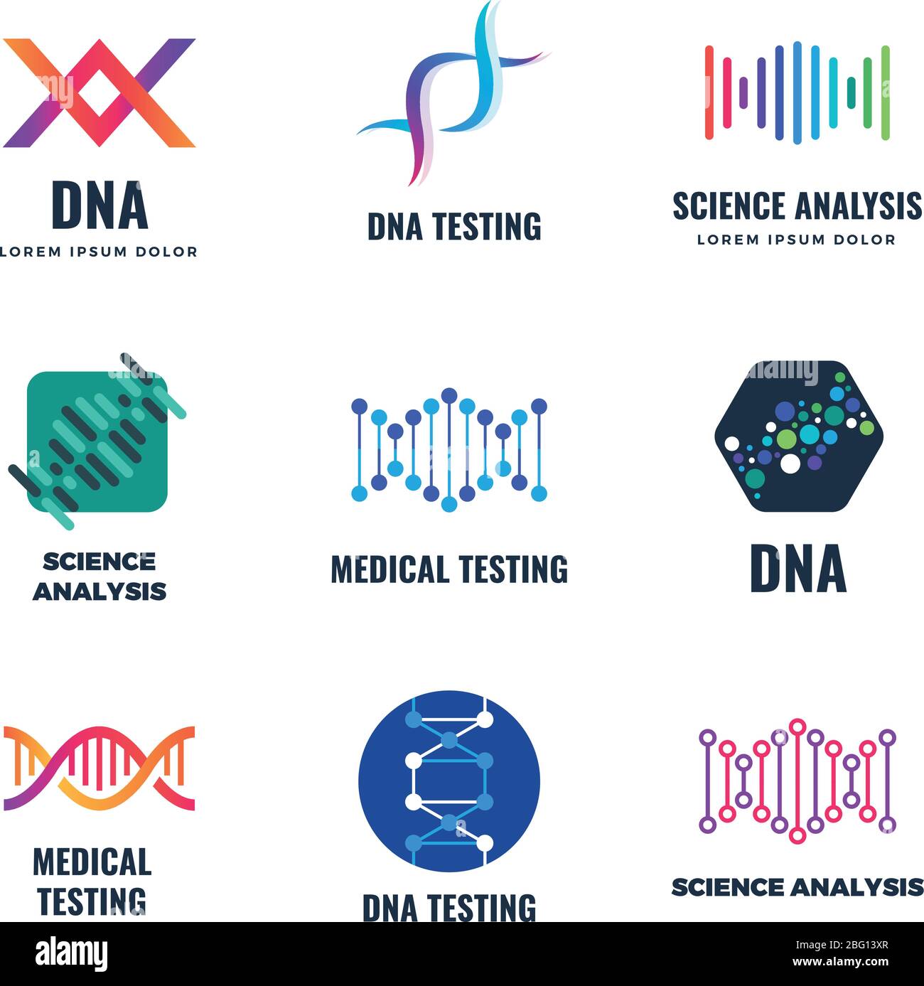 Dna code biotech vector science logo. Helix molecule