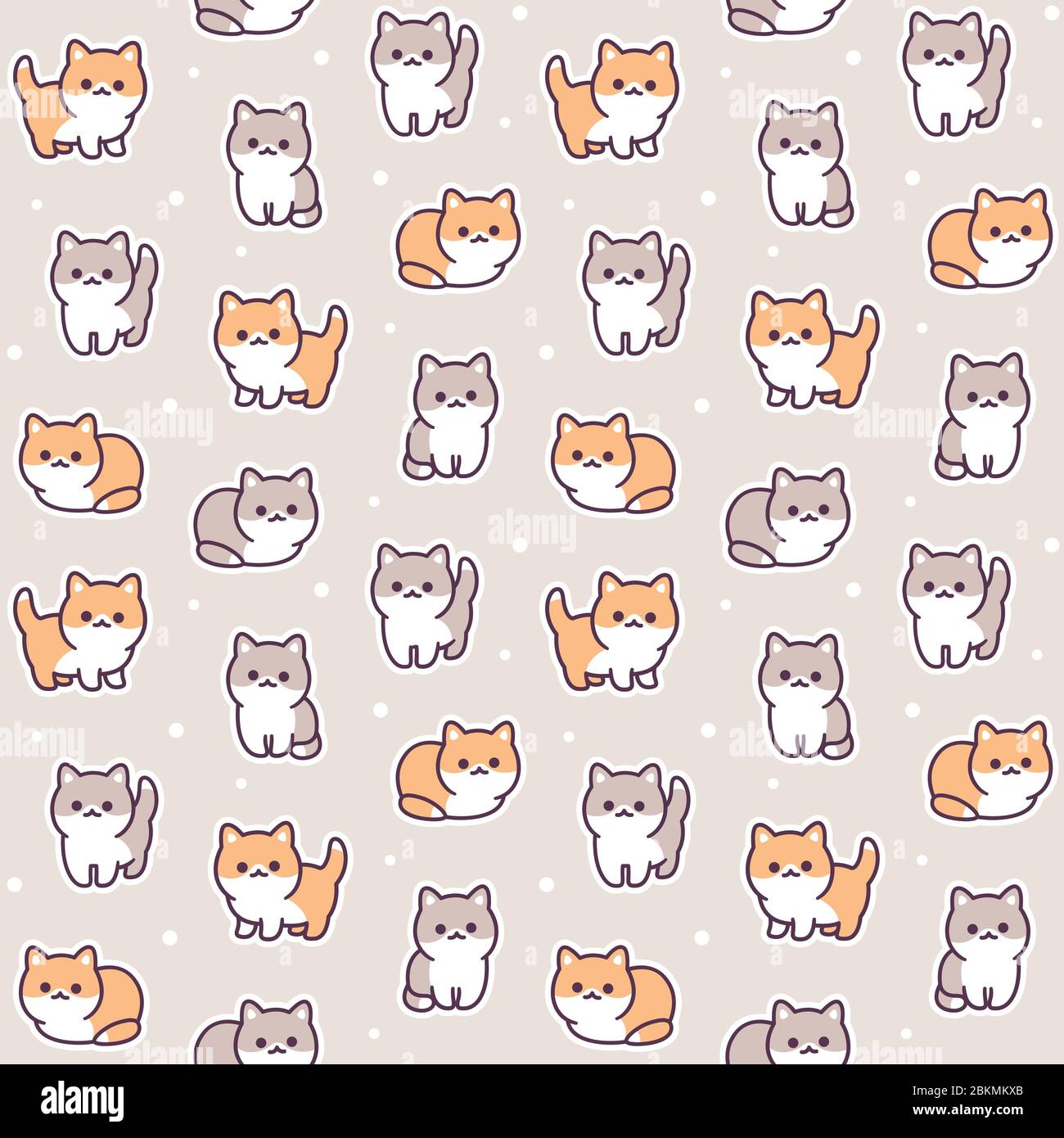 Tiny baby kittens seamless pattern. Adorable little cats background