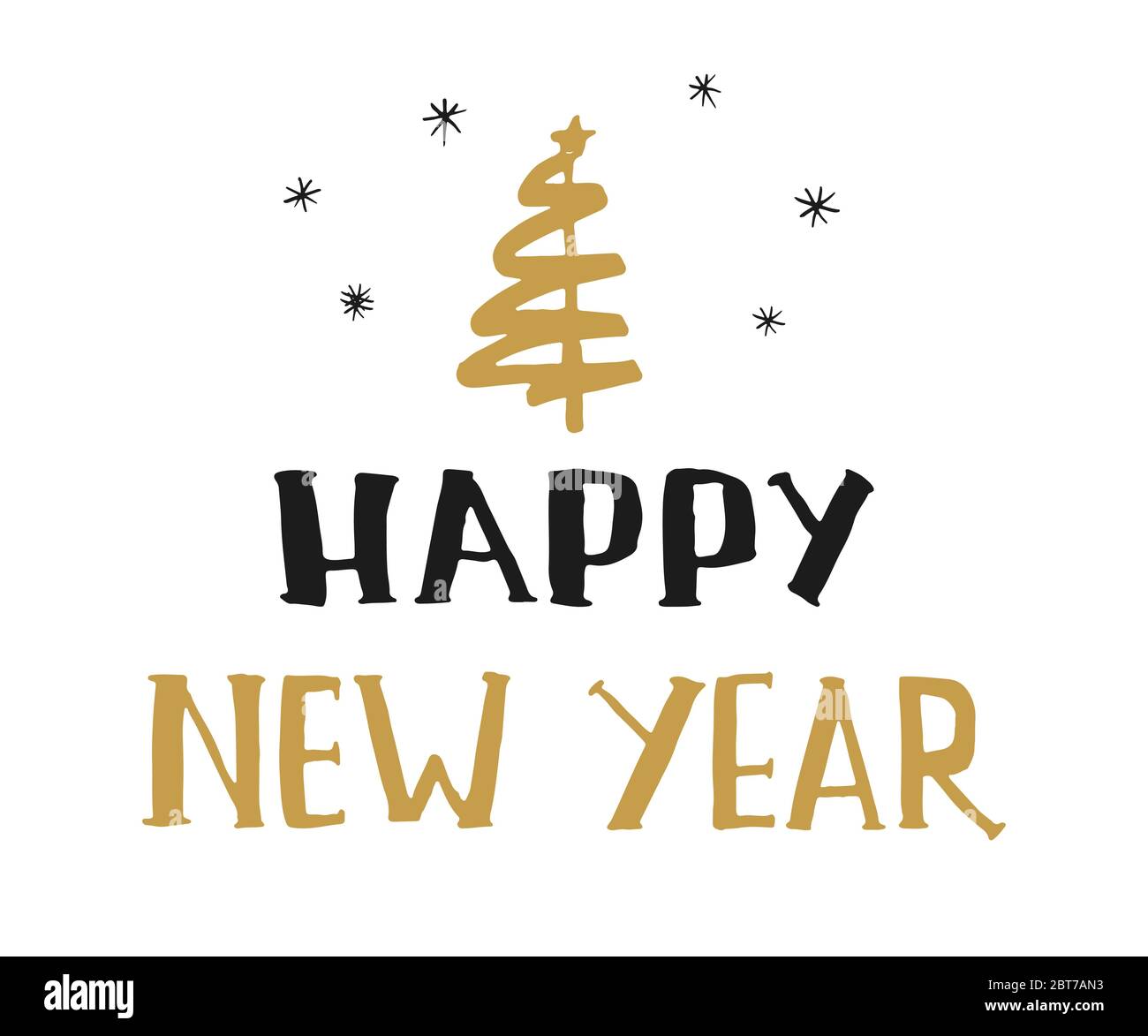 New Year Greeting Card Hello 2020 Hand Drawn Lettering Text Vector