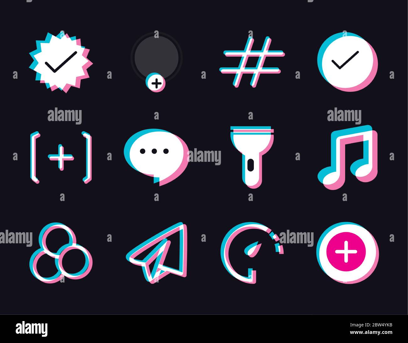 Tik Tok Lighten Style Icon Set Design Social Media App And Multimedia