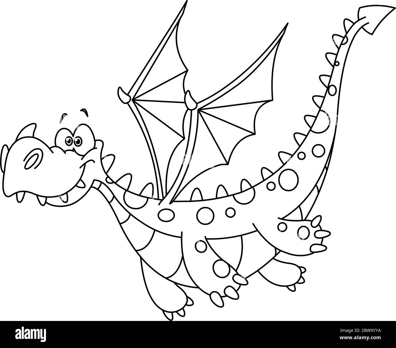 Outlined flying dragon. Vector illustration coloring page Stock Vector ...