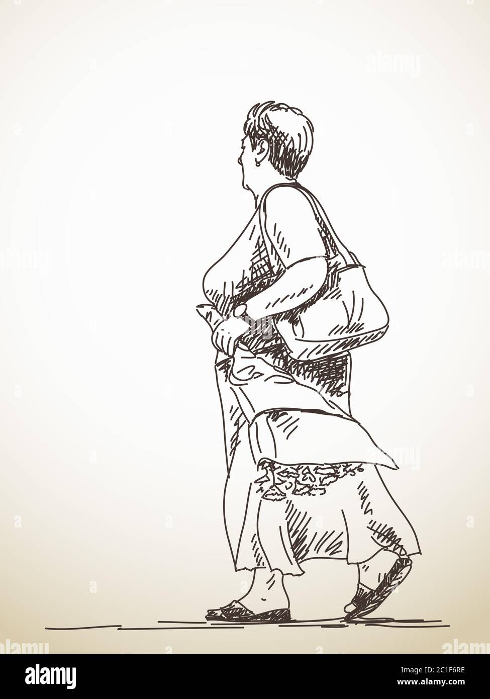 Sketch of walking woman Hand drawn illustration Stock Vector Image ...