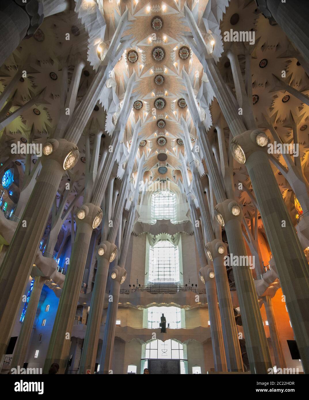 Interior of the Basilica of the La Sagrada Familia, designed by Antoni ...