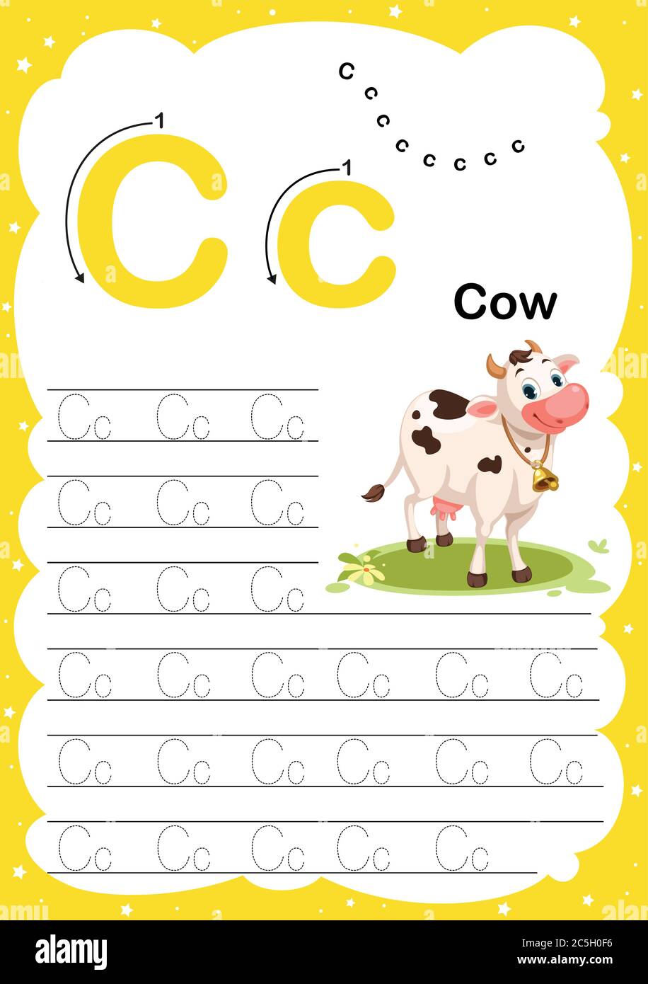Colorful letter c Uppercase and Lowercase alphabet A-Z, Tracing and ...