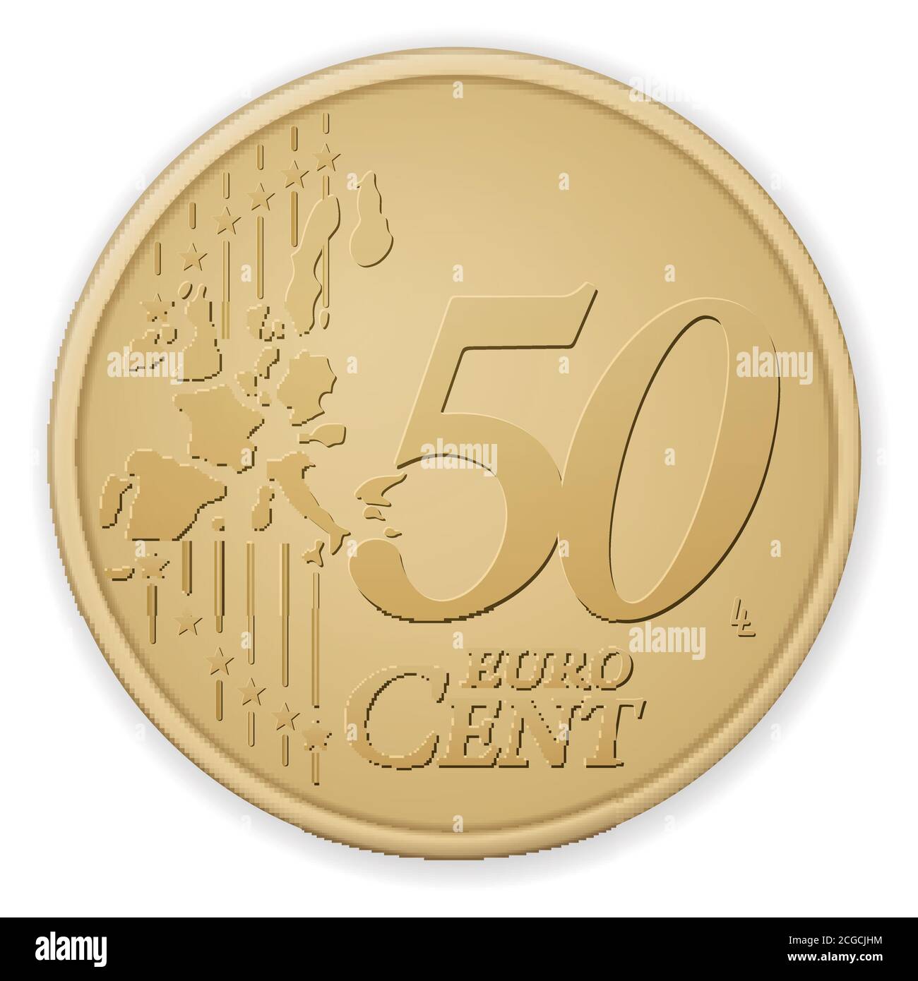Fifty euro cent on a white background. Vector illustration Stock Vector ...