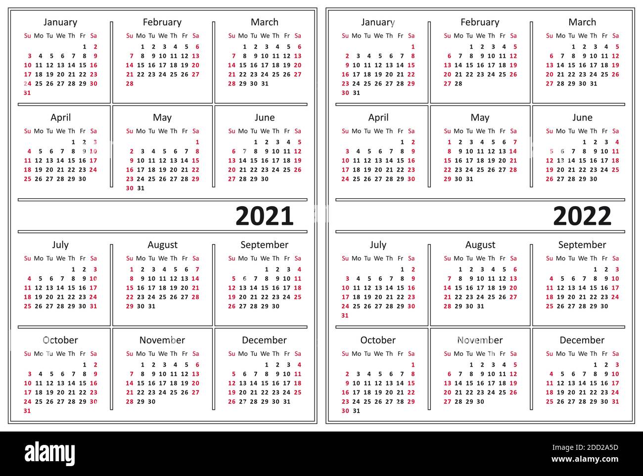 Template Of A Calendar Of White Color A Calendar For 2021 And 2022