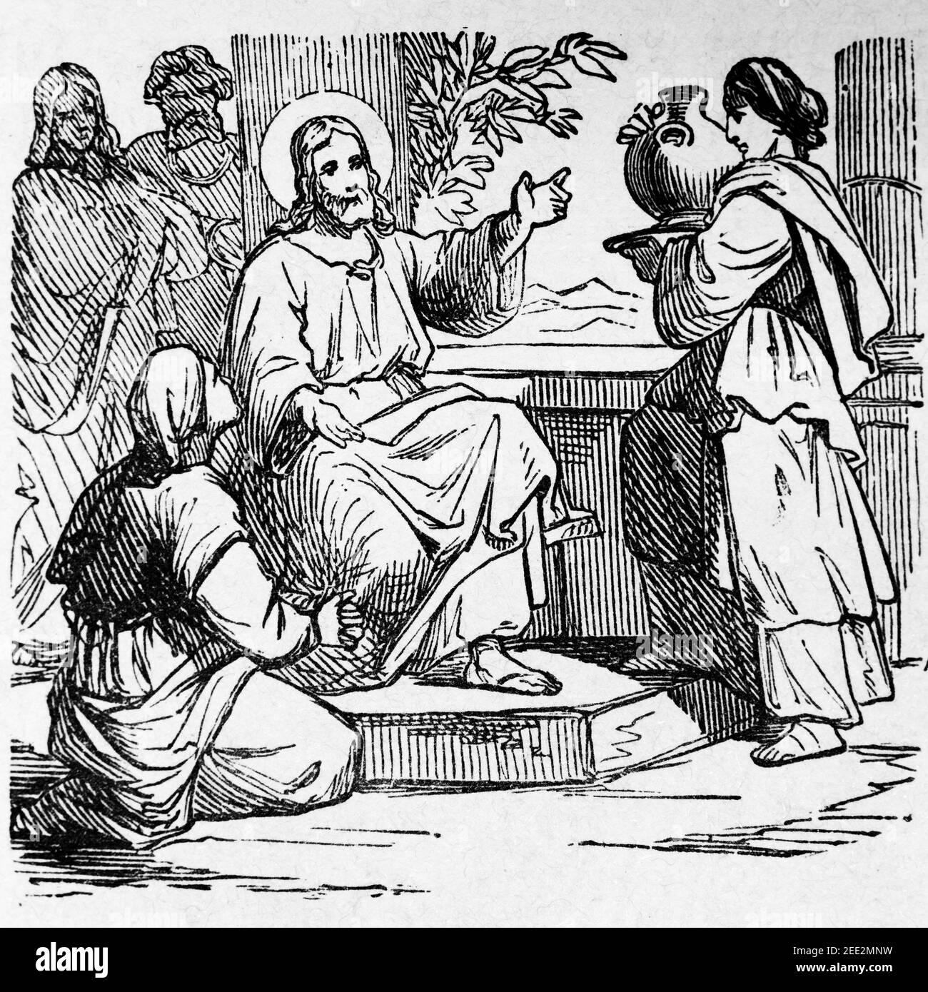 Jesus in the home of Martha and Mary, scene of the New Testament ...
