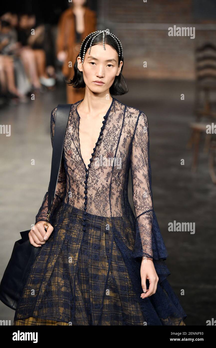 Model Lina Zhang walking on the runway during the Khaite Fashion Show ...