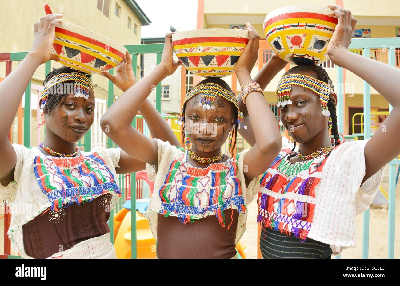 Nigerian Girls Showcasing Hausafulani Traditional Costume On Their 
