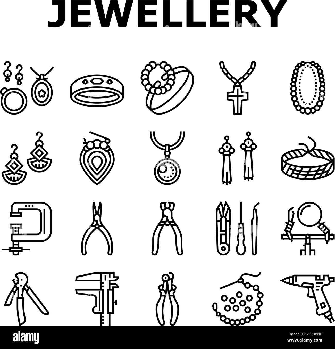 Handmade Jewellery Collection Icons Set Vector Stock Vector Image And Art
