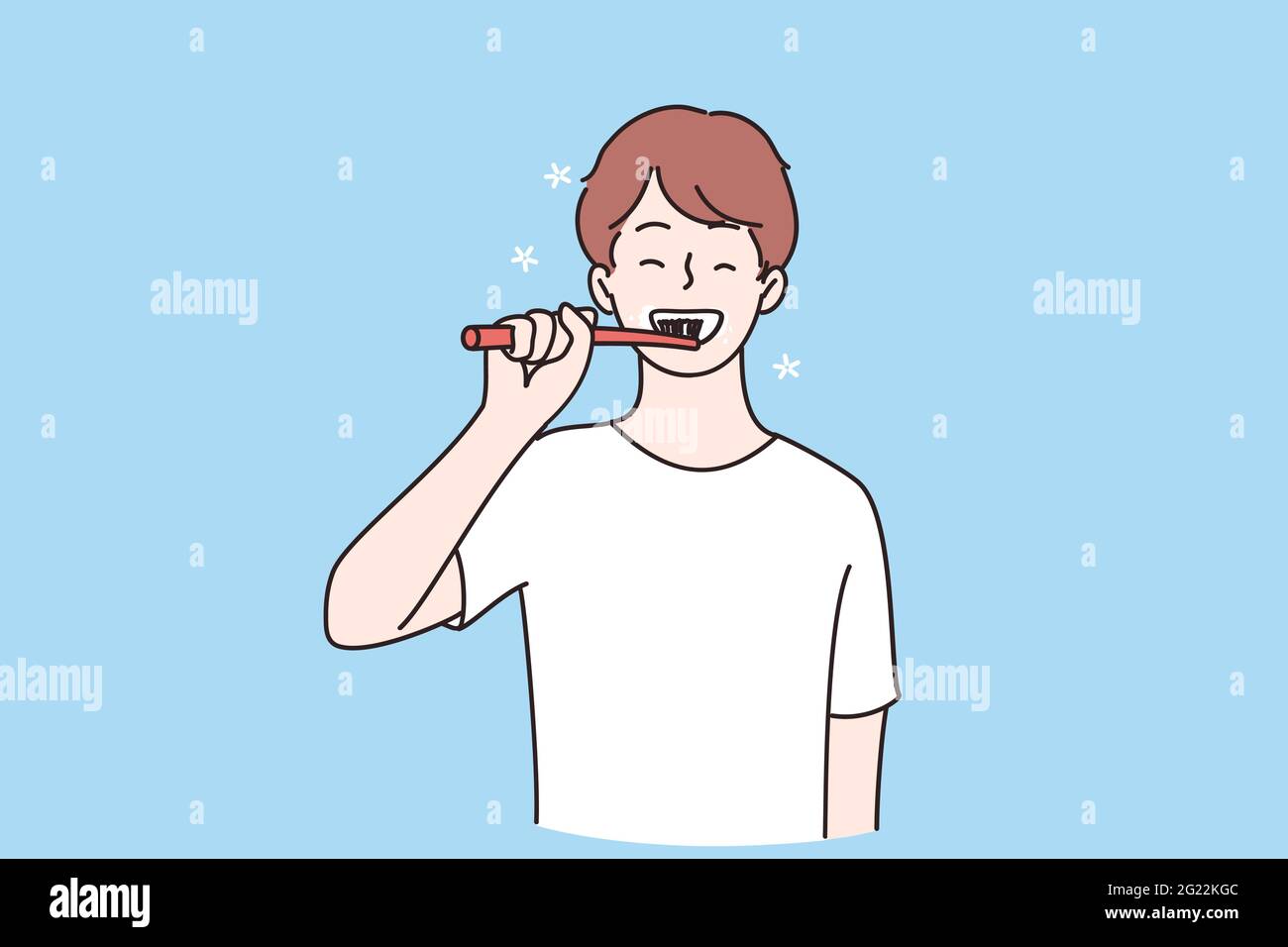 Dental health and hygiene concept. Young smiling child boy cartoon ...