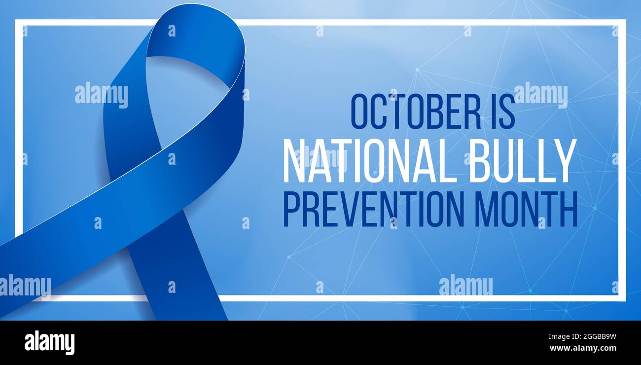 National Bully Prevention month concept. Banner template with blue