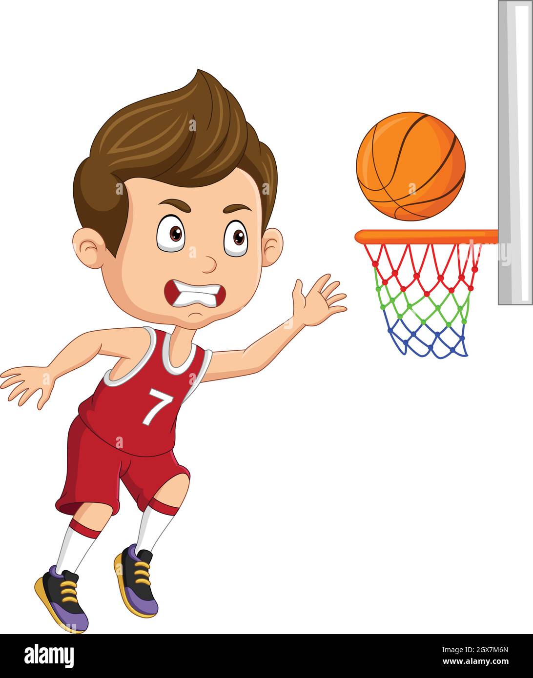 Cartoon little boy playing basketball Stock Vector Image & Art - Alamy