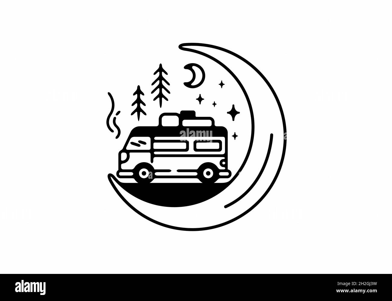 Line art illustration of campervan design Stock Vector Image & Art - Alamy