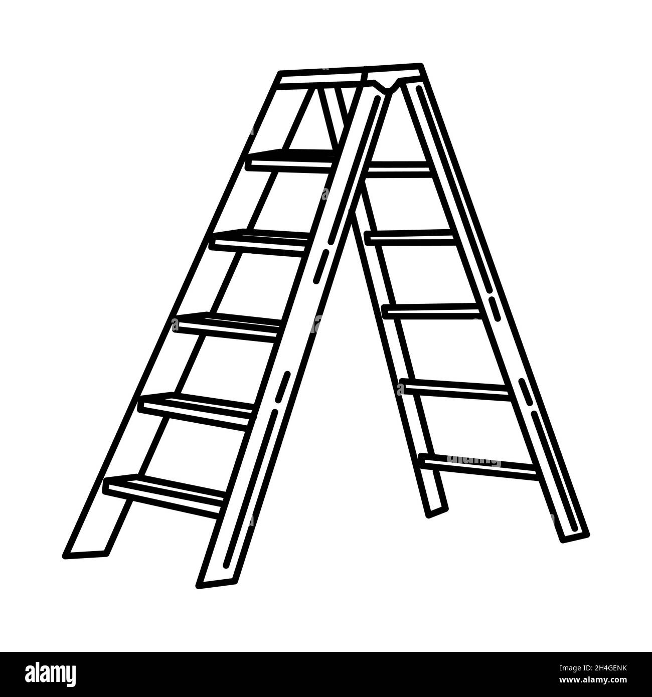 Step Ladder Part of Contractor Material and Equipment Device Hand Drawn ...