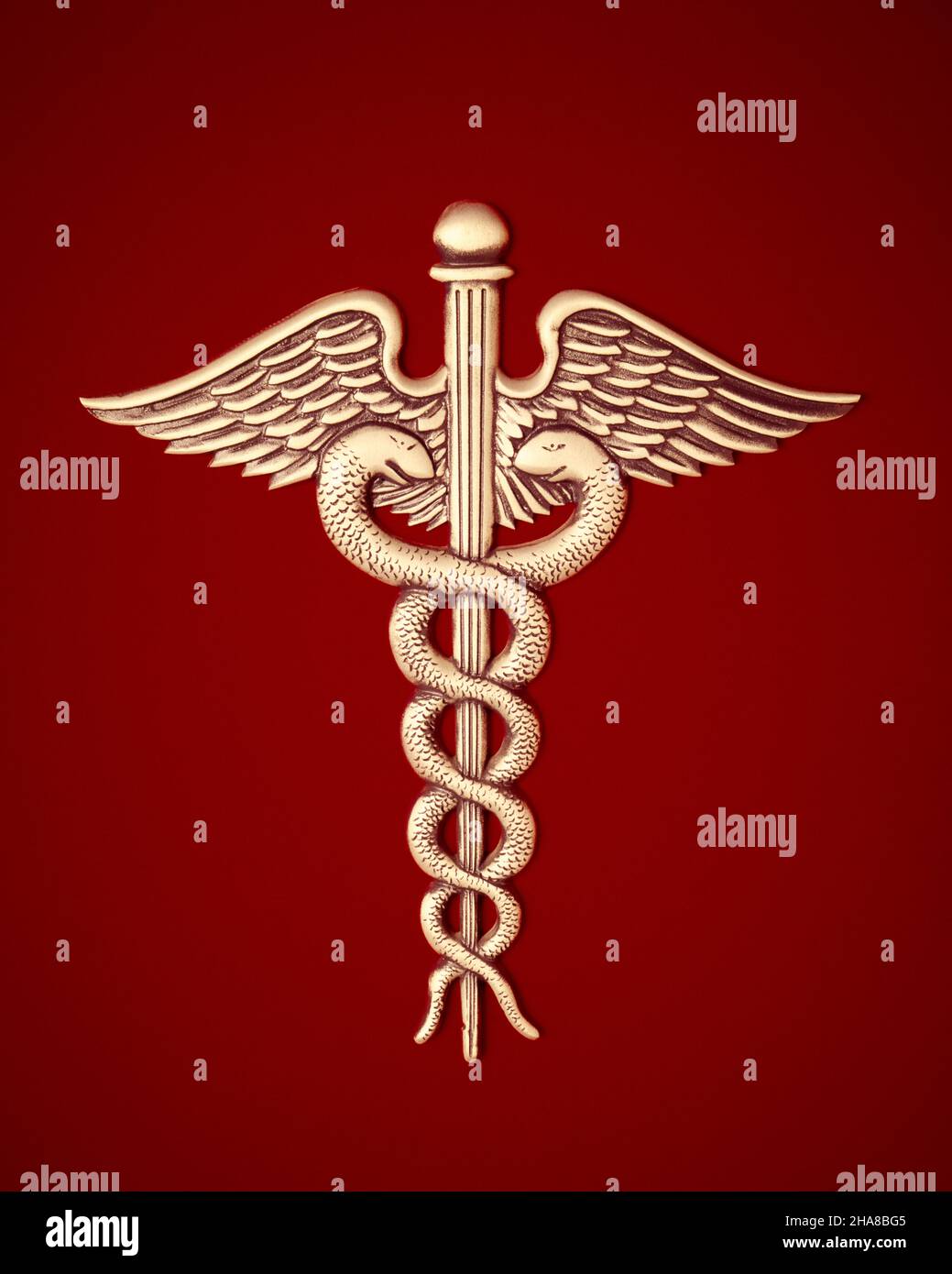 1990s CADUCEUS SILVER ON RED BACKGROUND THE AMERICAN SYMBOL OF ...