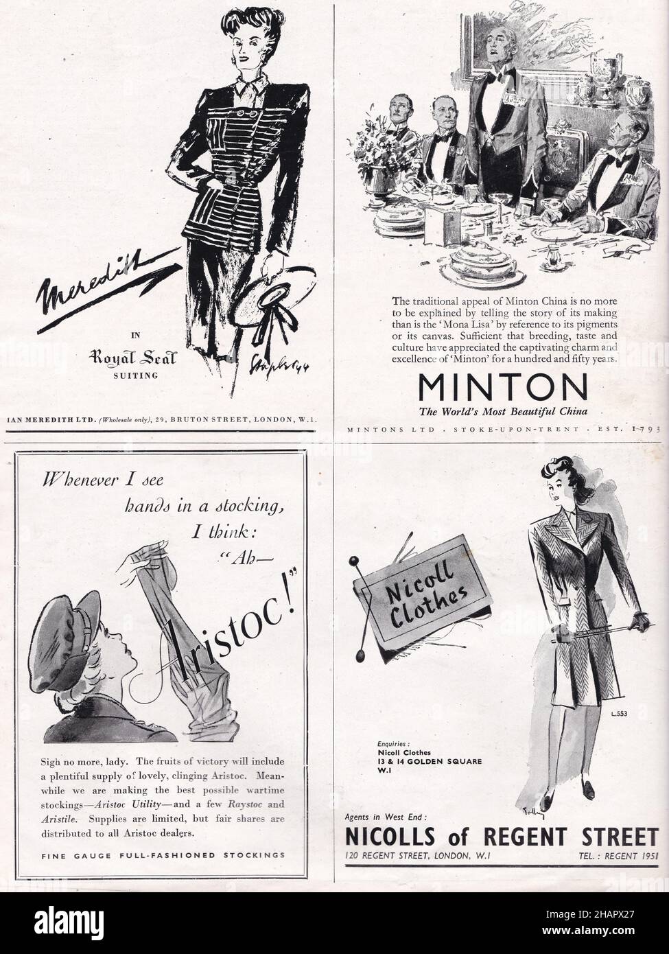 Vintage adverts in The Tatler and Bystander 1940s Stock Photo - Alamy