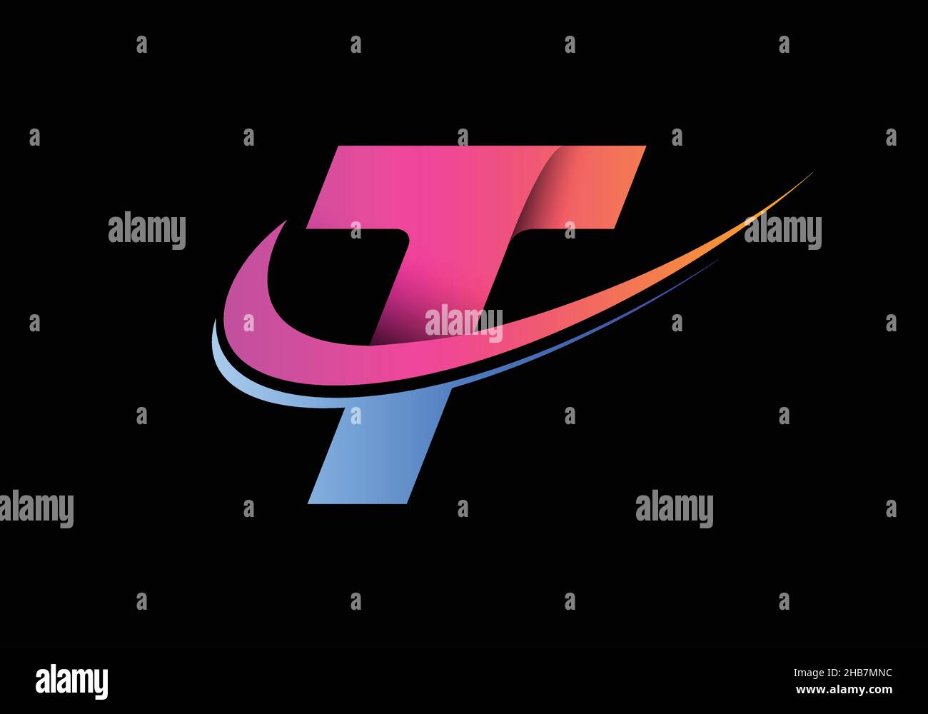 Initial letter T with a swoosh logo template. Modern vector logotype ...