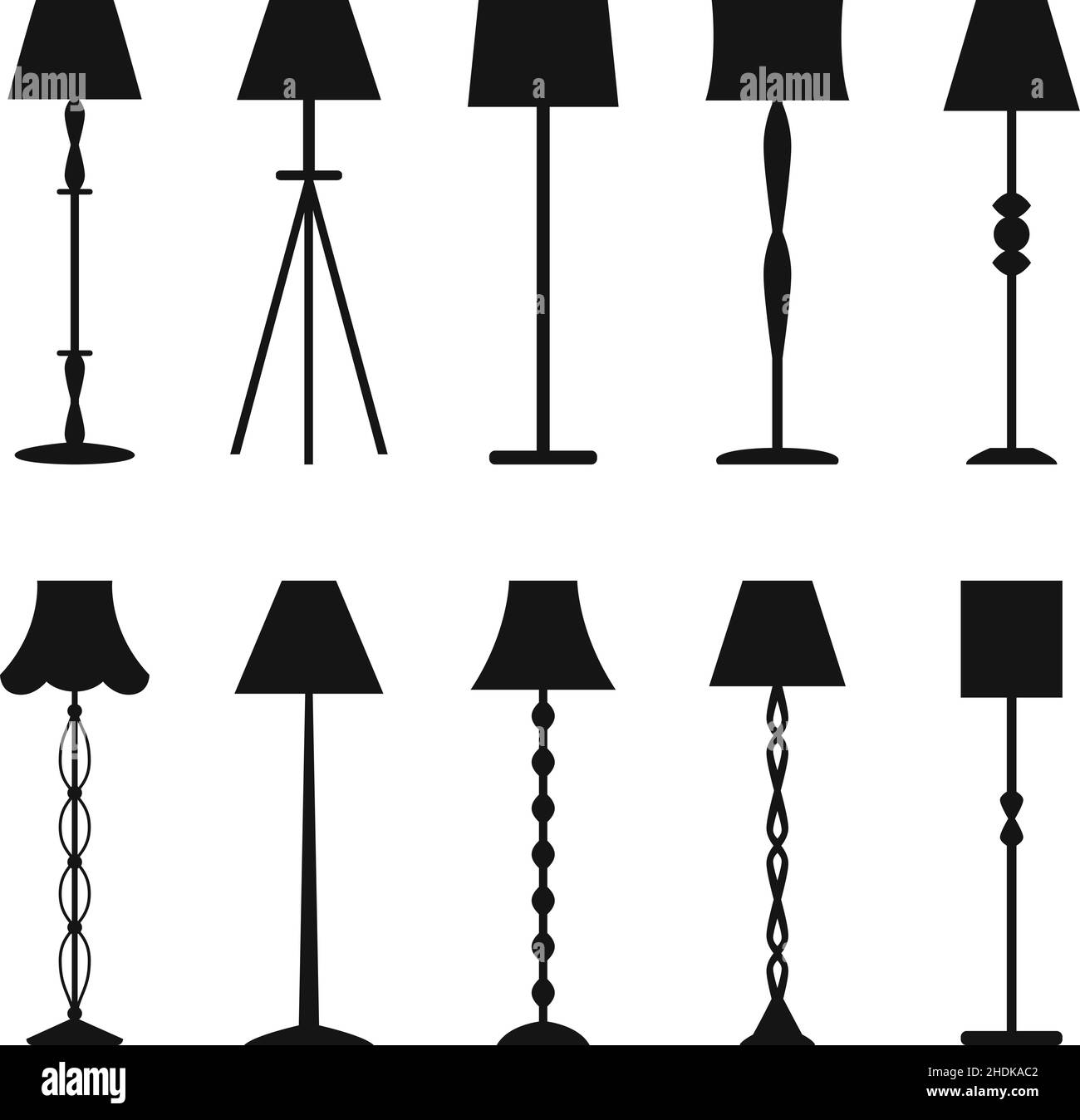 Set Of Floor Lamp Silhouettes Vector Illustration Stock Vector Image