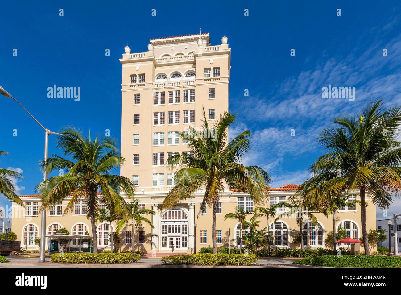 old vintage Miami Beach City Hall in art deco style near ocean drive in ...