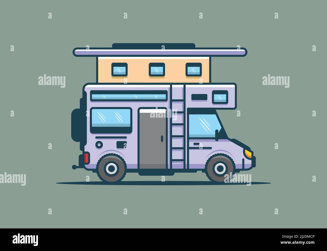 Camping with van flat illustration design Stock Vector Image & Art - Alamy