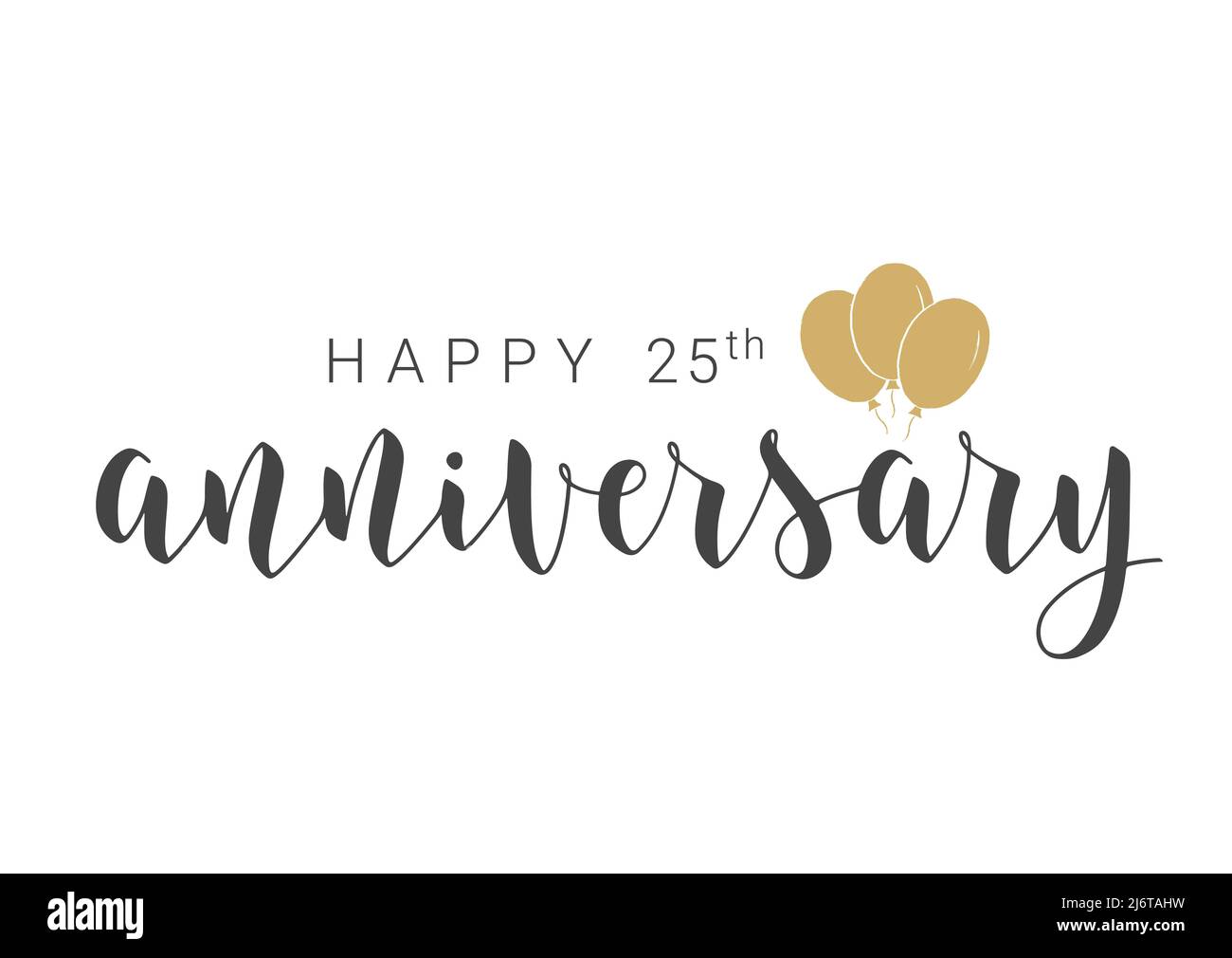 Handwritten Lettering Of Happy 25th Anniversary Template For Banner