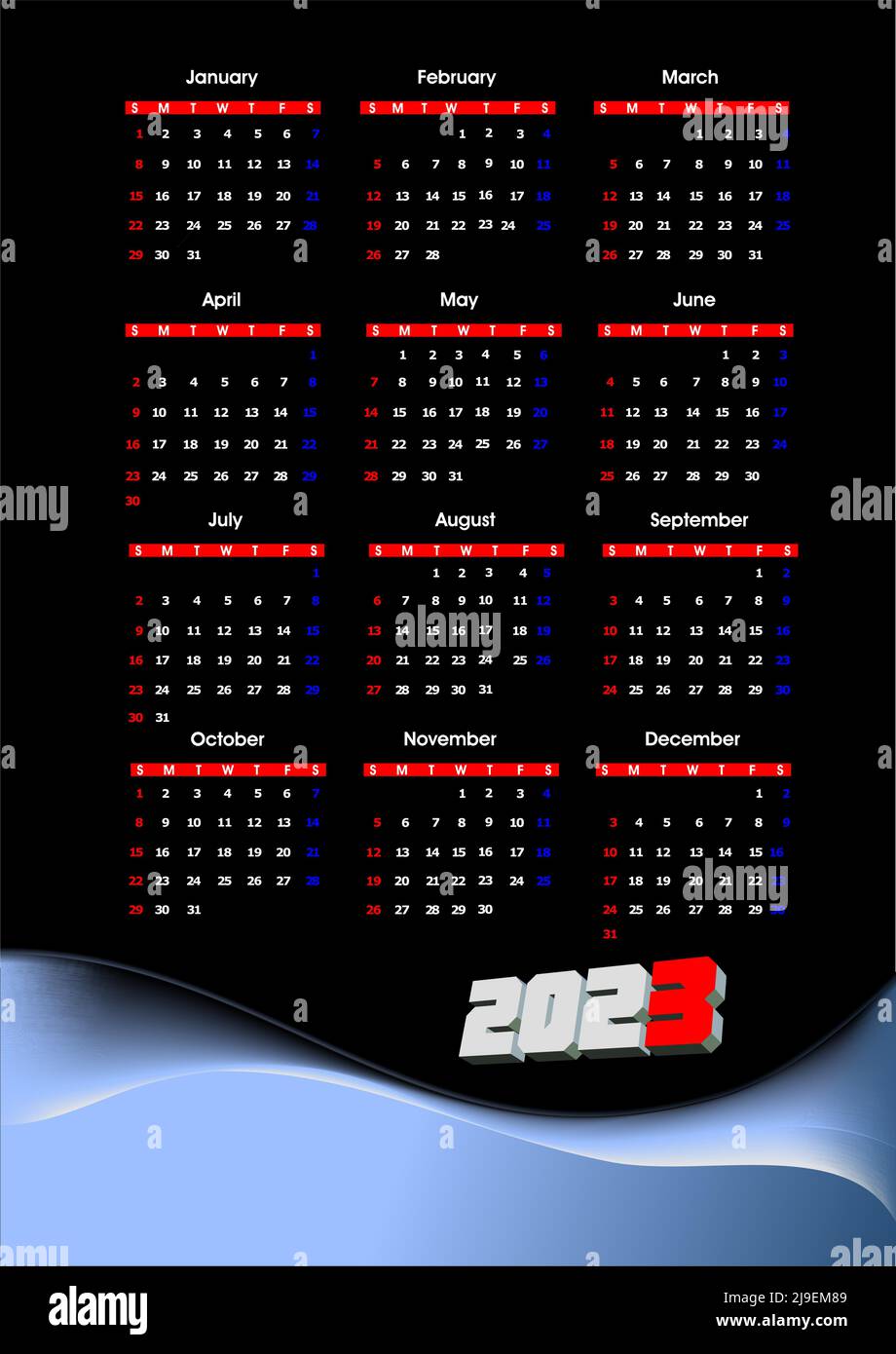 2023 calendar. 3d vector color illustration Stock Vector Image & Art