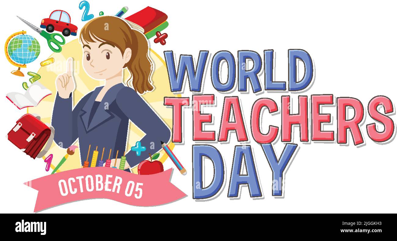 World Teacher's Day Logo Banner Design illustration Stock Vector Image