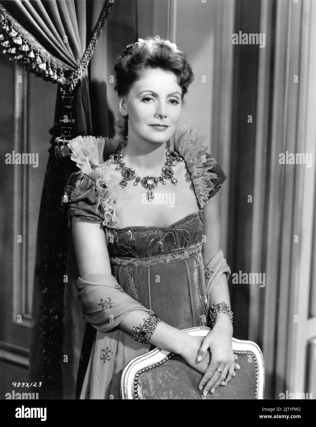 GRETA GARBO on set candid wearing authentic Napoleon jewels during ...
