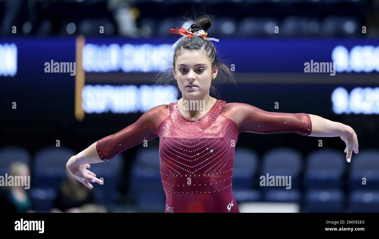 Iowa State's Natalie Horowitz competes on beam during an NCAA