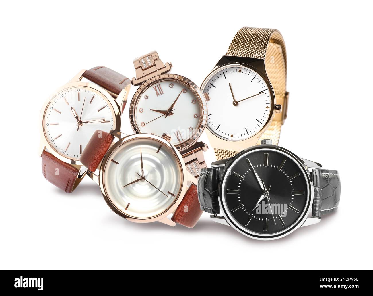 Collage of stylish watches on white background Stock Photo - Alamy