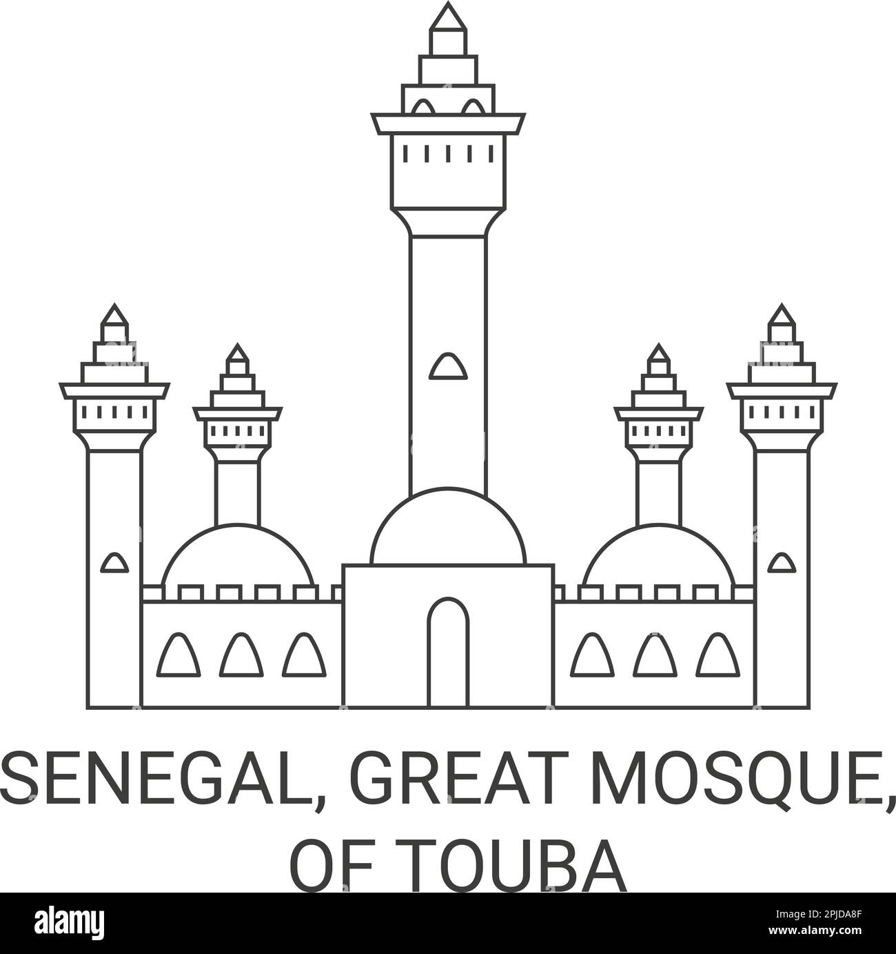 Senegal, Great Mosque, Of Touba travel landmark vector illustration ...