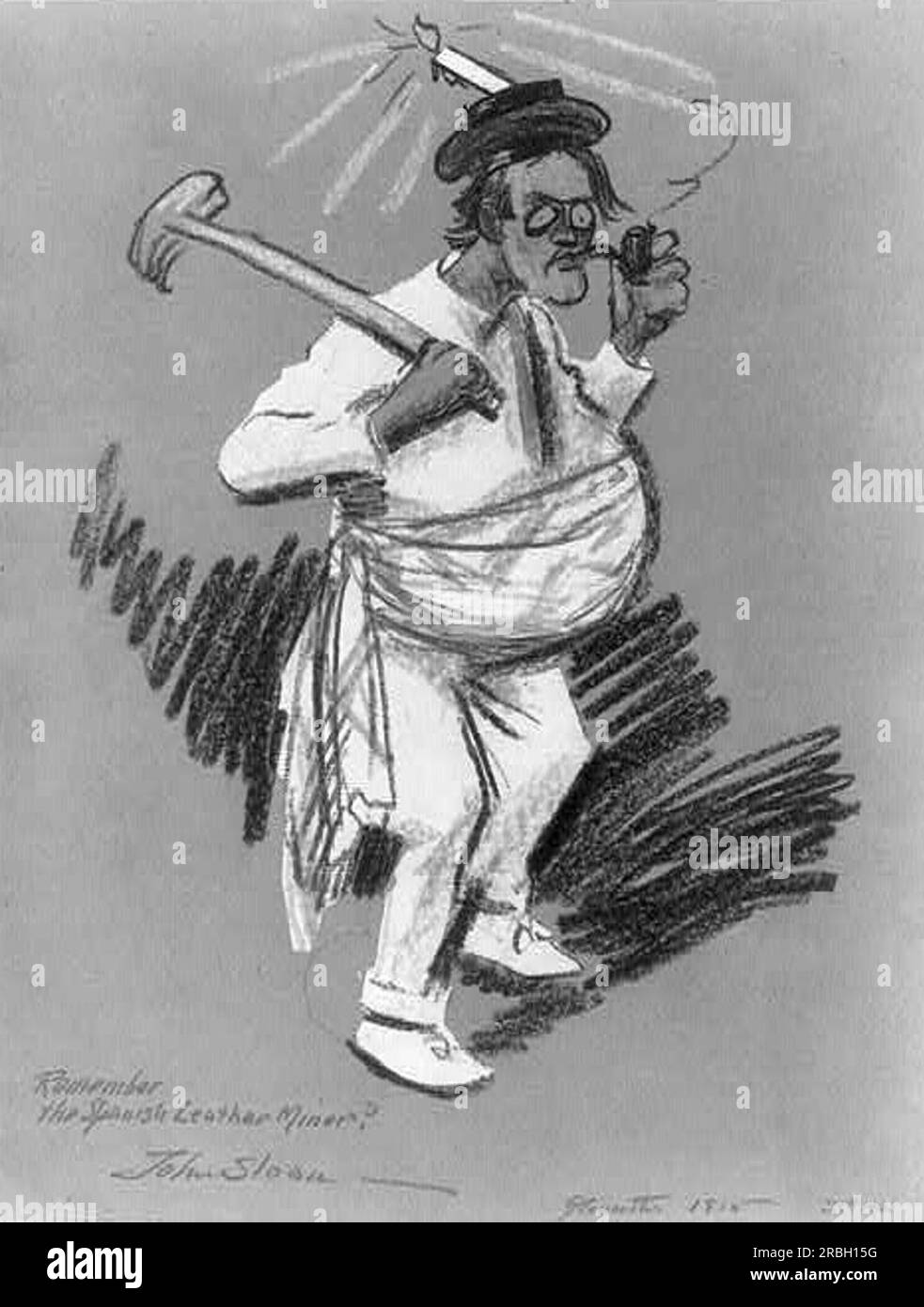 Remember the Spanish leather miner. Self caricature by John French ...