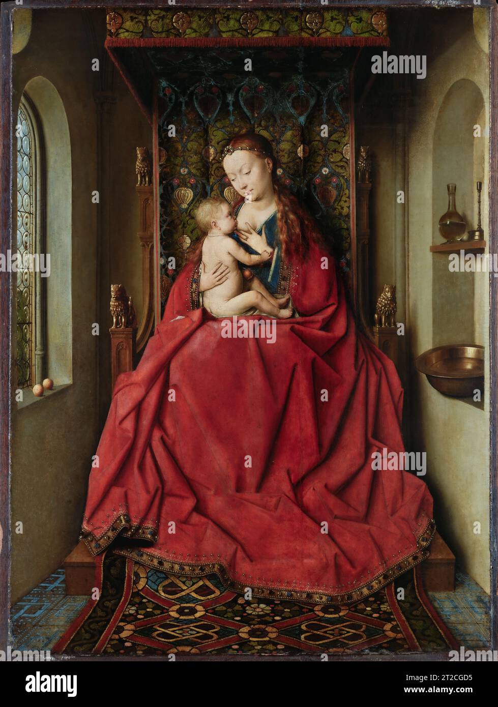 Jan van Eyck, Lucca Madonna, 1437, oil on canvas, Stadel Museum ...