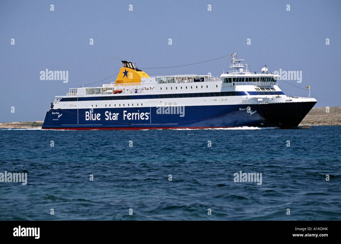 Blue Star Paros Greek Blue Star Ferries ferry arriving at Paros in the ...