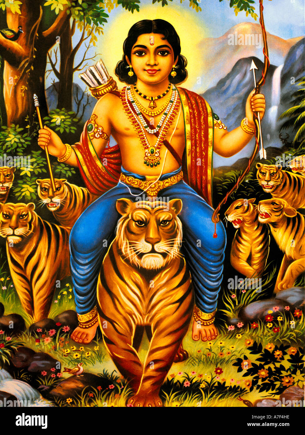 Ayopa Hindu God with Bow and Arrows Stock Photo - Alamy