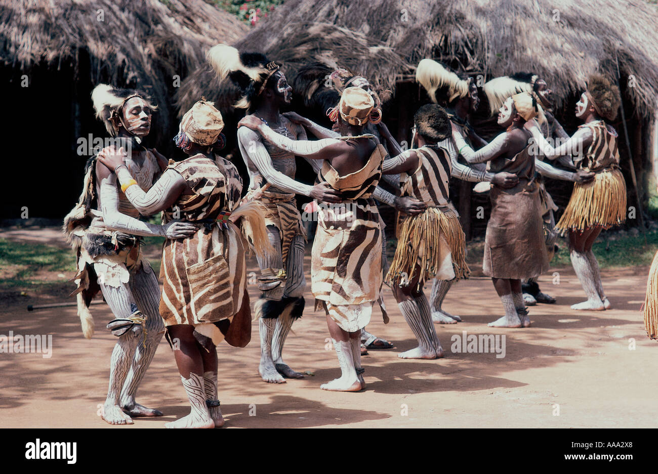 Group Of Kikuyu Men And Women Dancing In Traditional Dress Central