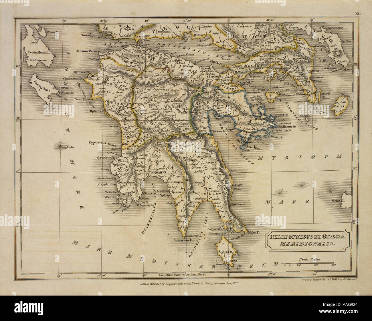 Map Of Peloponnesus Greece AAG924 