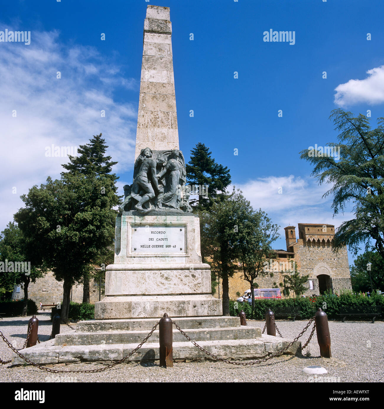War Memorial Outside the city Walls San Gimignano Tuscany Italy Europe ...