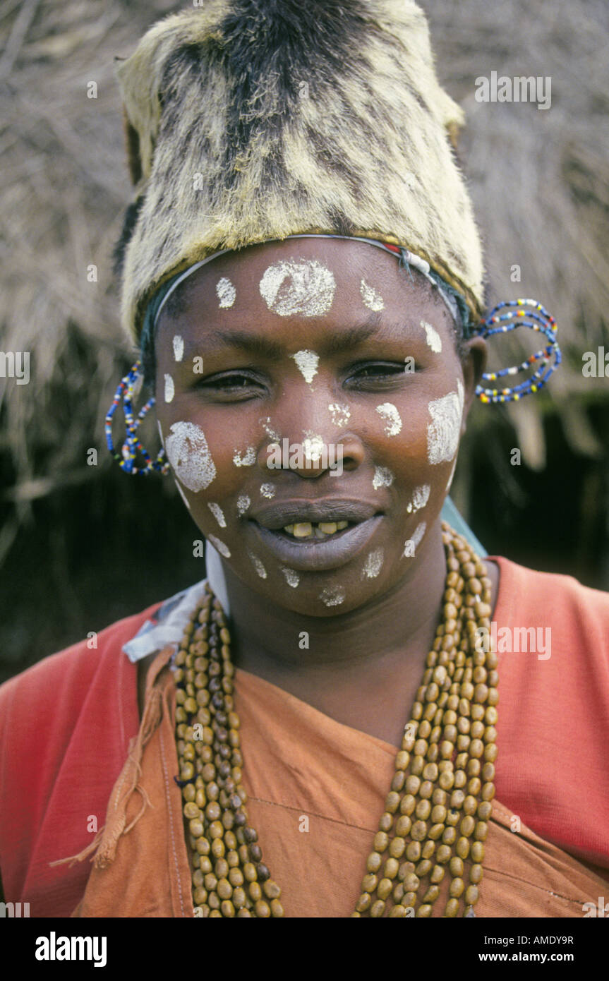 Portrait Of A Kikuyu Woman In Paint And Traditional Dress At Her