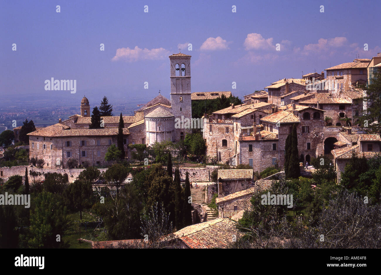 Italy Umbria Assisi skyline monuments architecture Stock Photo - Alamy