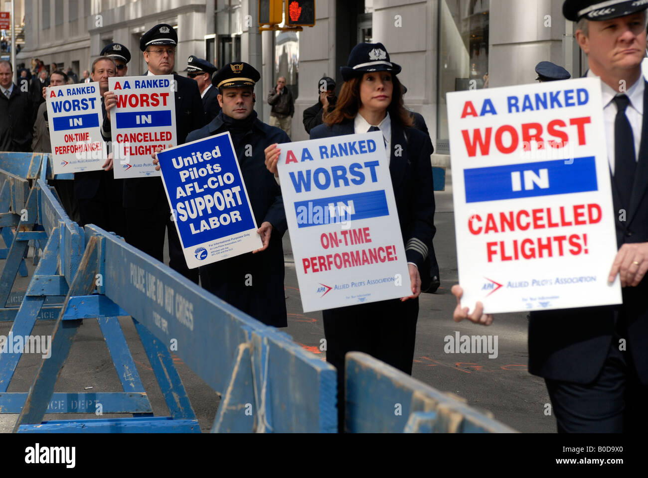 American Airlines pilots protest outside the New York Stock Exchange in