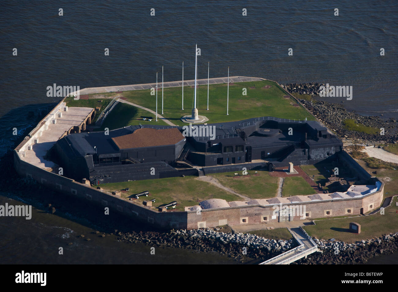 Aerial View Of Fort Sumter The Island Fort In Charleston Harbor South